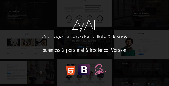 ZYAll - One Page Template for Portfolio & Business