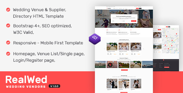 Realwed - Wedding Supplier Directory & Listing HTML Template