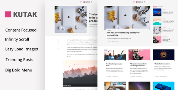Kutak - Creative Personal Blog & Minimal Magazine WordPress Theme