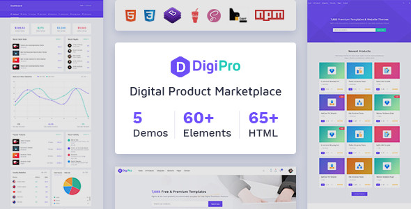DigiPro - Digital Marketplace HTML Template with Dashboard