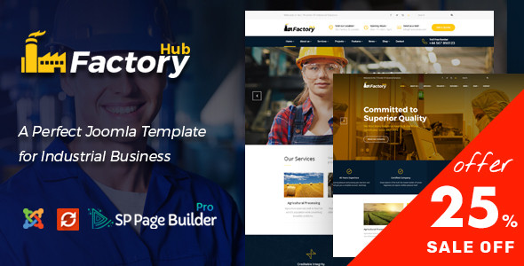 Factory HUB - Industry / Factory / Engineering and Industrial Business Joomla Template