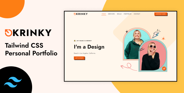 Krinky  – Tailwind CSS Personal Portfolio