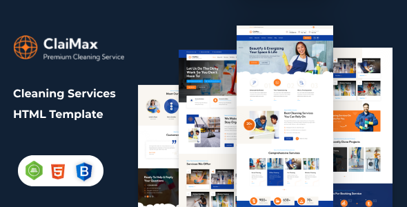 Claimax - Cleaning Service Company HTML Template