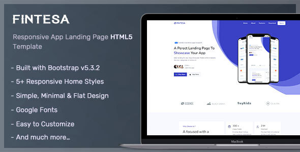 Fintesa - App Landing Page HTML Template