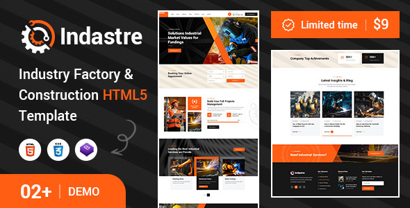 Indastre – Industry Factory and Construction HTML5 Template