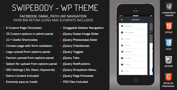 Swipebody Mobile Retina | WordPress Version