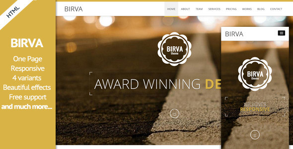 Birva- Responsive Multipurpose One Page HTML Theme
