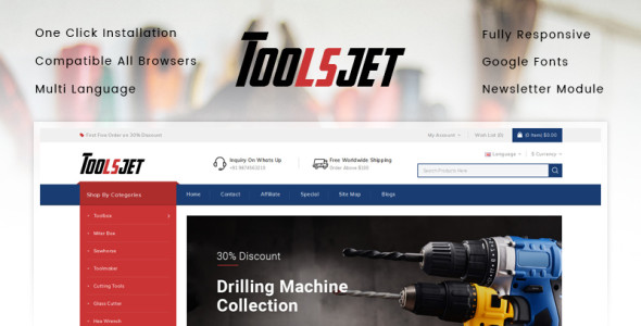 Toolsjet - Hardware Store OpenCart Template